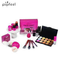 POPFEEL Kit de machiaj all-in-one fard de pleoape pudră luciu de buze Lipoil, cadou de Ziua Îndrăgostiților pentru fete și femei