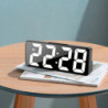 Ceas de birou digital multifuncțional cu alarmă, temperatură, dată, alarmă, amânare, control sonor, mod nocturn, 12/24 ore, LED