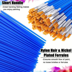 50Pcs pensule pictură set artă rotundă plată păr nailon păr pensulă pentru ulei acrilic acuarelă copii/artiști/începători/studen