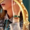Ceasuri De Dama Fashion Square Doamnelor Ceas De Cuart Set Bratara Cadran Verde Ceasuri De Dama De Lux De Piele Simpla