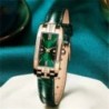 Ceasuri De Dama Fashion Square Doamnelor Ceas De Cuart Set Bratara Cadran Verde Ceasuri De Dama De Lux De Piele Simpla