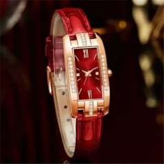 Ceasuri De Dama Fashion Square Doamnelor Ceas De Cuart Set Bratara Cadran Verde Ceasuri De Dama De Lux De Piele Simpla