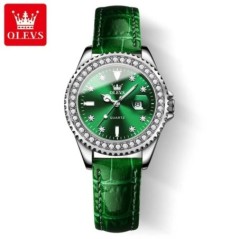 OLEVS Ceas de cuarț cu cadran diamantat original pentru femei, la modă, elegante, pentru femei, ceas de mână pentru femei, rezis
