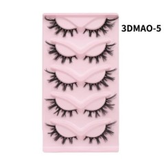 GROINNEYA Gene ochi de pisică Gene false naturale 3D Fluffy Soft Cross 5 perechi Gene Manga Wispy Natural Eyelash Extension Make