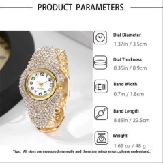 O versiune coreeană a ceasului de damă, la modă și versatil, cu brățară de cuarț cu incrustație de diamante, de lux