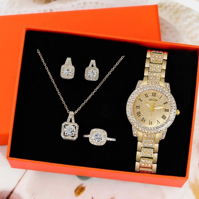 Ceasuri de lux cu strass pentru femei, ceas de mână elegant, ceas de cuarț pentru femei, set de bijuterii pentru femei, relogio Ceasuri de lux cu strass pentru femei, ceas de mână elegant, ceas de cuarț pentru femei, set de bijuterii pentru femei, relogio