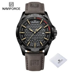 NAVIFORCE Ceas de mână cu calendar de cuarț militar casual sport pentru bărbați pentru bărbați Ceas din piele rezistent la apă R