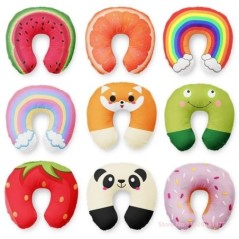 Drăguț de desene animate stil INS pernă de călătorie pentru gât în formă de U panda curcubeu nor fructe pernă gonflabilă pentru 