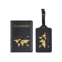 2 buc/set Husa pentru pașaport și etichetă pentru bagaje, Suport pașaport de călătorie Organizator portofel