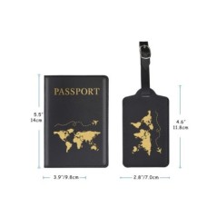 2 buc/set Husa pentru pașaport și etichetă pentru bagaje, Suport pașaport de călătorie Organizator portofel