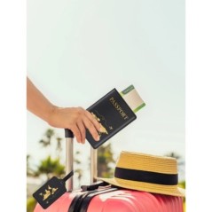 2 buc/set Husa pentru pașaport și etichetă pentru bagaje, Suport pașaport de călătorie Organizator portofel