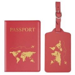 2 buc/set Husa pentru pașaport și etichetă pentru bagaje, Suport pașaport de călătorie Organizator portofel