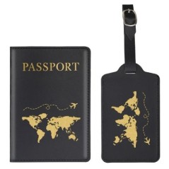 2 buc/set Husa pentru pașaport și etichetă pentru bagaje, Suport pașaport de călătorie Organizator portofel