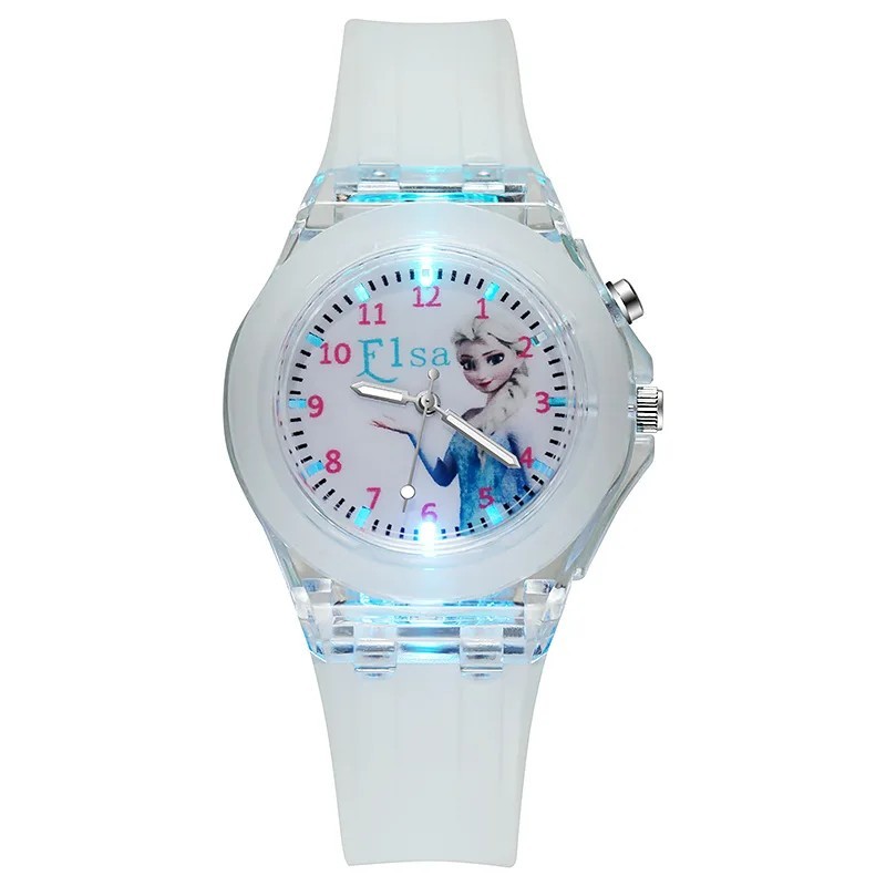 Disney Anime Toys Ceas din silicon Frozen Elsa Anna Sophia Printesa Ceas Luminos LED pentru copii Cadou de aniversare Pentru Cop