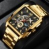 Ceasuri Bărbați Gold Square Ceasuri Originale de Lux din Oțel Inoxidabil Impermeabil Relogio Masculino