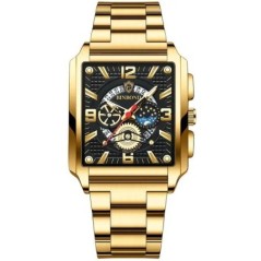 Ceasuri Bărbați Gold Square Ceasuri Originale de Lux din Oțel Inoxidabil Impermeabil Relogio Masculino