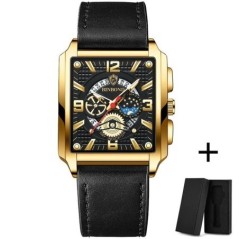Ceasuri Bărbați Gold Square Ceasuri Originale de Lux din Oțel Inoxidabil Impermeabil Relogio Masculino