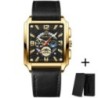 Ceasuri Bărbați Gold Square Ceasuri Originale de Lux din Oțel Inoxidabil Impermeabil Relogio Masculino