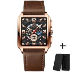 Ceasuri Bărbați Gold Square Ceasuri Originale de Lux din Oțel Inoxidabil Impermeabil Relogio Masculino