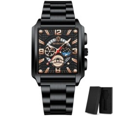 Ceasuri Bărbați Gold Square Ceasuri Originale de Lux din Oțel Inoxidabil Impermeabil Relogio Masculino