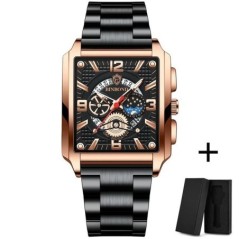 Ceasuri Bărbați Gold Square Ceasuri Originale de Lux din Oțel Inoxidabil Impermeabil Relogio Masculino