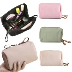 Geantă cosmetică de călătorie, mini, portabilă, din PU, pentru machiaj, pentru femei, impermeabilă, pentru baie, geantă de spăla