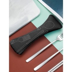 1PC sac de tacamuri Fabic set portabil de cină ambalaj furculiță de picnic de călătorie în aer liber, bucătărie, pungi de depozi