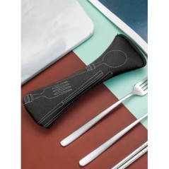 1PC sac de tacamuri Fabic set portabil de cină ambalaj furculiță de picnic de călătorie în aer liber, bucătărie, pungi de depozi