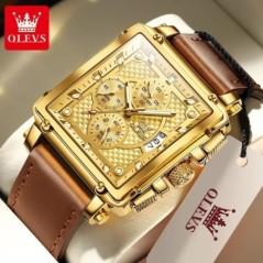 Ceasuri OLEVS de top pentru bărbați Ceas de mână cu cuarț pătrat de lux Ceas cronograf luminos și impermeabil original pentru bă