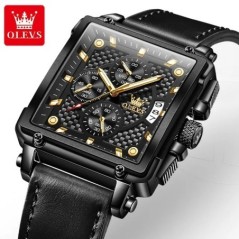 Ceasuri OLEVS de top pentru bărbați Ceas de mână cu cuarț pătrat de lux Ceas cronograf luminos și impermeabil original pentru bă