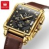 Ceasuri OLEVS de top pentru bărbați Ceas de mână cu cuarț pătrat de lux Ceas cronograf luminos și impermeabil original pentru bă