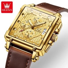 Ceasuri OLEVS de top pentru bărbați Ceas de mână cu cuarț pătrat de lux Ceas cronograf luminos și impermeabil original pentru bă