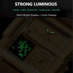 POEDAGAR Ceas de mână de lux pentru bărbați dreptunghiular rezistent la apă, luminos, zi, săptămâna, ceas pentru bărbați, ceasur