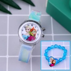 Ceasuri pentru fete, cu brățară, curea din silicon, prințesă, Elsa, pentru copii, ceas pentru copii