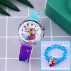 Ceasuri pentru fete, cu brățară, curea din silicon, prințesă, Elsa, pentru copii, ceas pentru copii