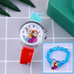 Ceasuri pentru fete, cu brățară, curea din silicon, prințesă, Elsa, pentru copii, ceas pentru copii