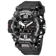 SMAEL Ceasuri Bărbați 50m Ceas sport rezistent la apă Ceas sport militar pentru bărbați Digital 8072 Ceas cu afișaj dublu Quartz