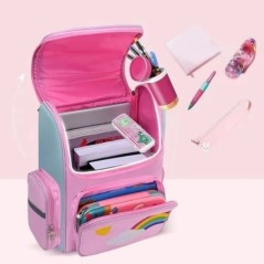 Rucsac de școală pentru fete, cu imprimeu Unicorn, rezistent la apă, de mare capacitate