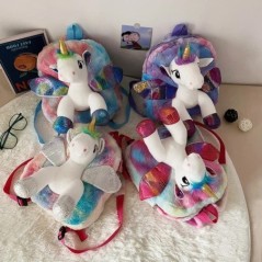 Rucsac cu unicorn cu blană de iarnă pentru copii mici, cu desene animate, rucsac pentru copii, grădiniță, geantă de umeri