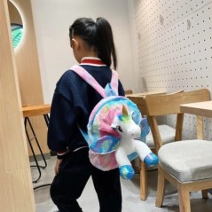 Rucsac cu unicorn cu blană de iarnă pentru copii mici, cu desene animate, rucsac pentru copii, grădiniță, geantă de umeri