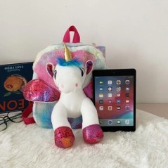 Rucsac cu unicorn cu blană de iarnă pentru copii mici, cu desene animate, rucsac pentru copii, grădiniță, geantă de umeri