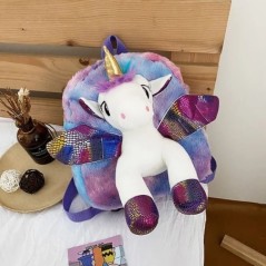 Rucsac cu unicorn cu blană de iarnă pentru copii mici, cu desene animate, rucsac pentru copii, grădiniță, geantă de umeri
