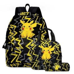 MINISO Set de 3 bucăți Rucsac Pokémon Pikachu pentru elevi de școală primară și gimnaziu ghiozdan băieți fete anime desene anima