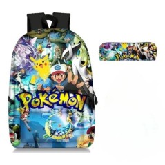 MINISO Set de 3 bucăți Rucsac Pokémon Pikachu pentru elevi de școală primară și gimnaziu ghiozdan băieți fete anime desene anima