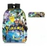 MINISO Set de 3 bucăți Rucsac Pokémon Pikachu pentru elevi de școală primară și gimnaziu ghiozdan băieți fete anime desene anima