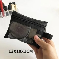 Geantă cosmetică din plasă pentru femei, pentru depozitare de călătorie, organizator de geanți de machiaj, husă portabilă, mică,