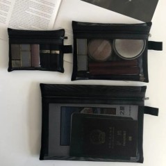 Geantă cosmetică din plasă pentru femei, pentru depozitare de călătorie, organizator de geanți de machiaj, husă portabilă, mică,