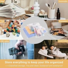 10 bucăți sac de călătorie cu fermoar înghețat geantă de depozitare din PE cu fermoar din plastic, geantă translucidă EVA, cu fe
