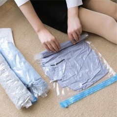 6 bucăți saci de compresie de călătorie roll-up pentru haine Bagaje Economisitor de spațiu Valize 35X50Cm Sac de vid convenabil