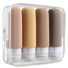 Accesorii pentru sticle de călătorie din silicon. Recipiente portabile, fără BPA, care se stoarce, cu o geantă de toaletă transp